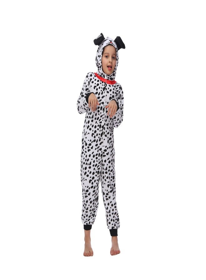 Leadtex زي تنكري للأطفال من ليدتكس على شكل كلب دالميشن، زي تنكري على شكل حيوان، مناسب للهالوين، للبنات والأولاد، مقاس XL10-12 - Image 1